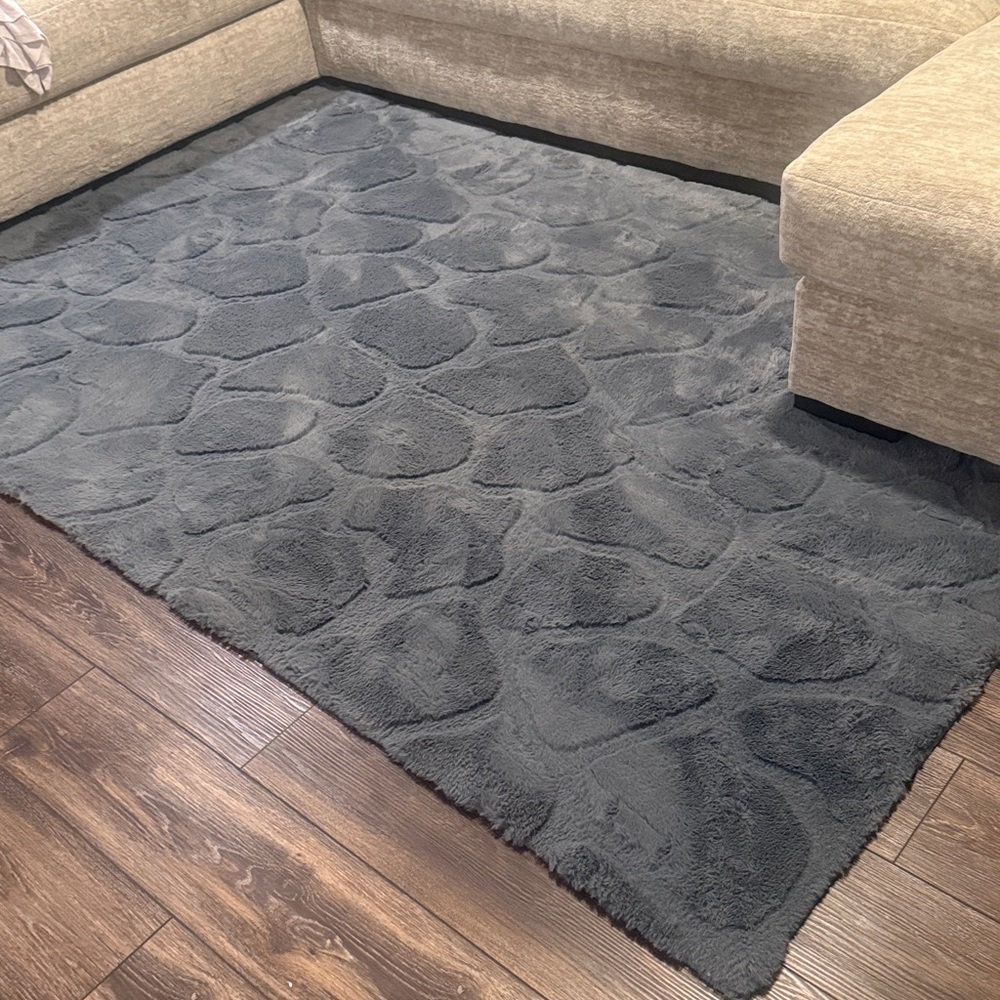 Gray Textured Area Rug Washable 5 x 8